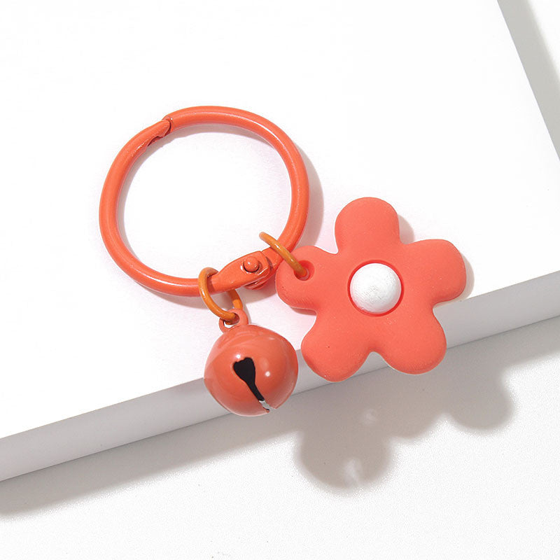 Cute Flower Keychain with Bell | Colorful Charm | Bag Accessory & Gift | Rantai Kunci | Pendant