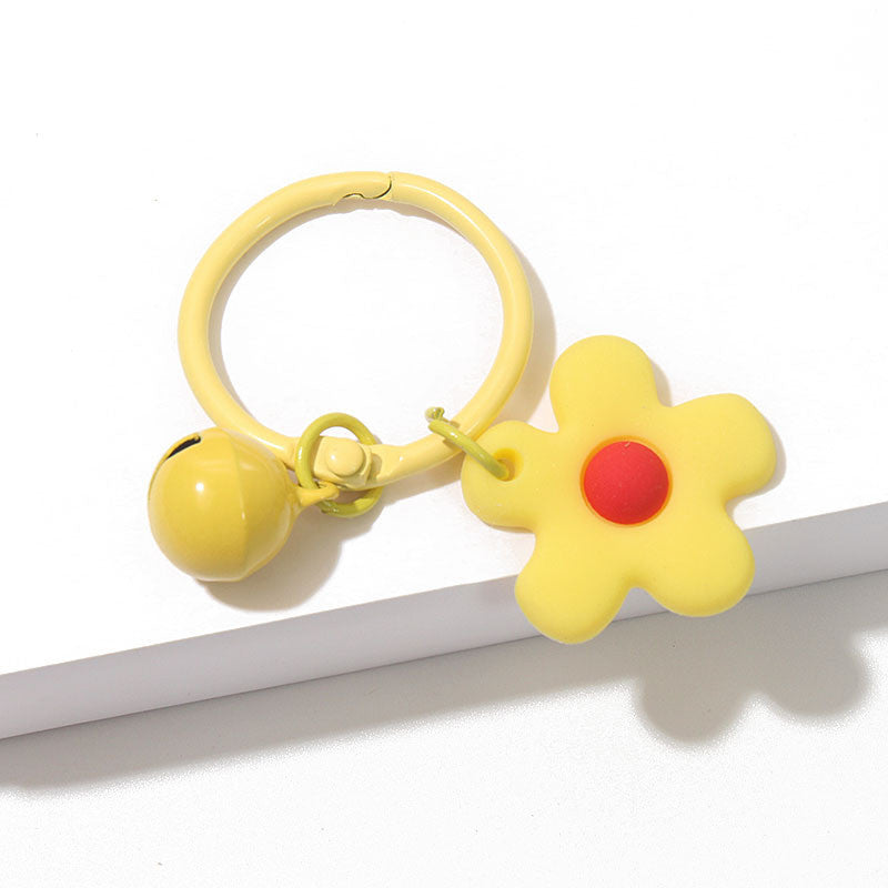 Cute Flower Keychain with Bell | Colorful Charm | Bag Accessory & Gift | Rantai Kunci | Pendant