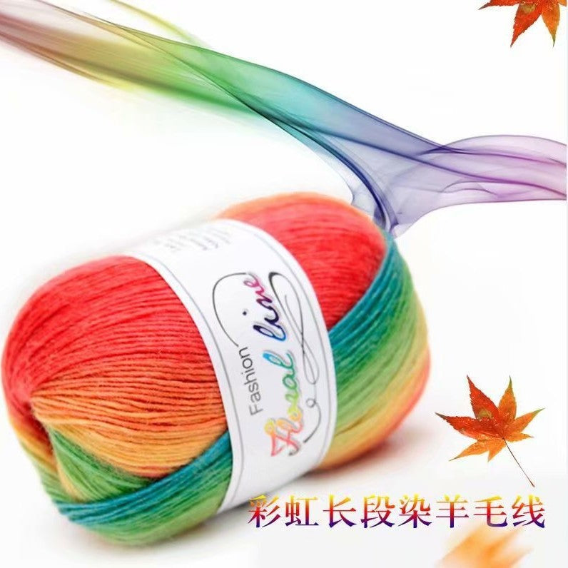 100g- Hand-dyed Wool Yarn | Multicolor Fancy Yarn for DIY Crochet & Knitting | Sweaters, Shawls, Cardigans | Benang Kait
