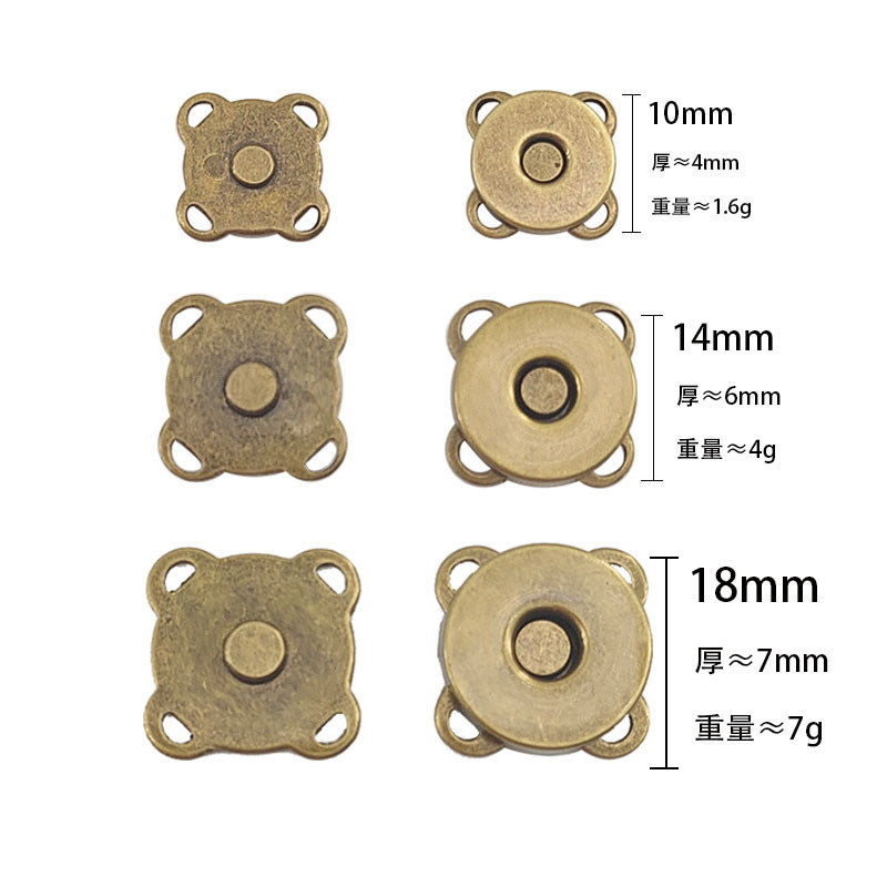 10mm 14mm 18mm Sewing Magnetic Button Clasp 5 Pairs - Closure Fastener Snap Button | Butang Pengapit Gancu Penjerapan
