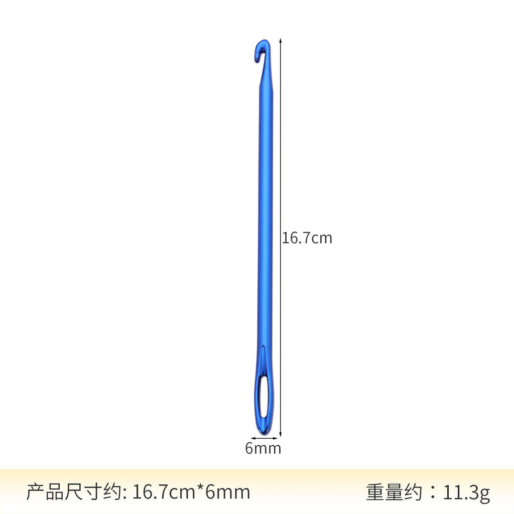 Tunisian Afghan Knitting Crochet Hook | Afghan Crochet Hook with Threading Hole | 阿富汗带孔单头铝钩针| 带眼钩针Jarum Kait