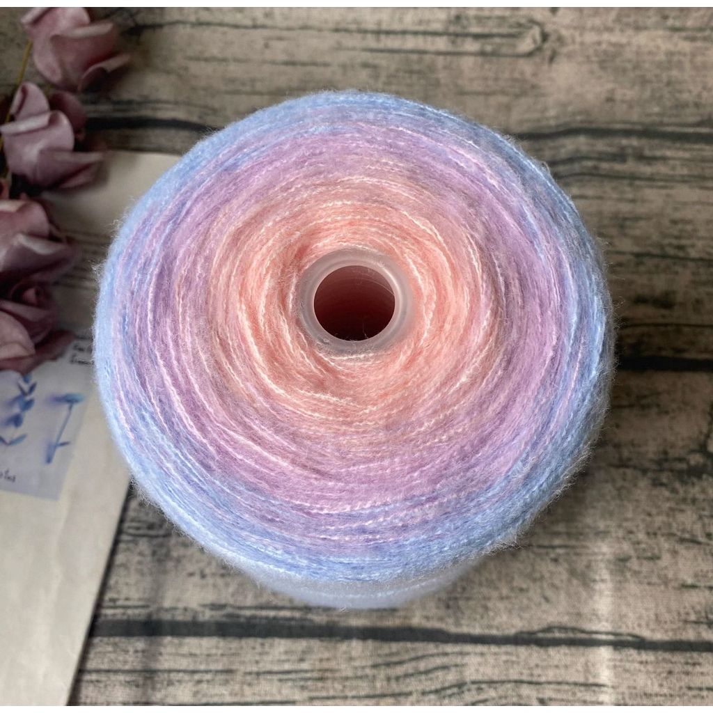 500g- Gradient Cake Yarn 3ply Soft Velvet Yarn for DIY Crochet Blankets, Shawls & Scarves | Benang Kait 渐变七星毯子3股优鹿绒毛线