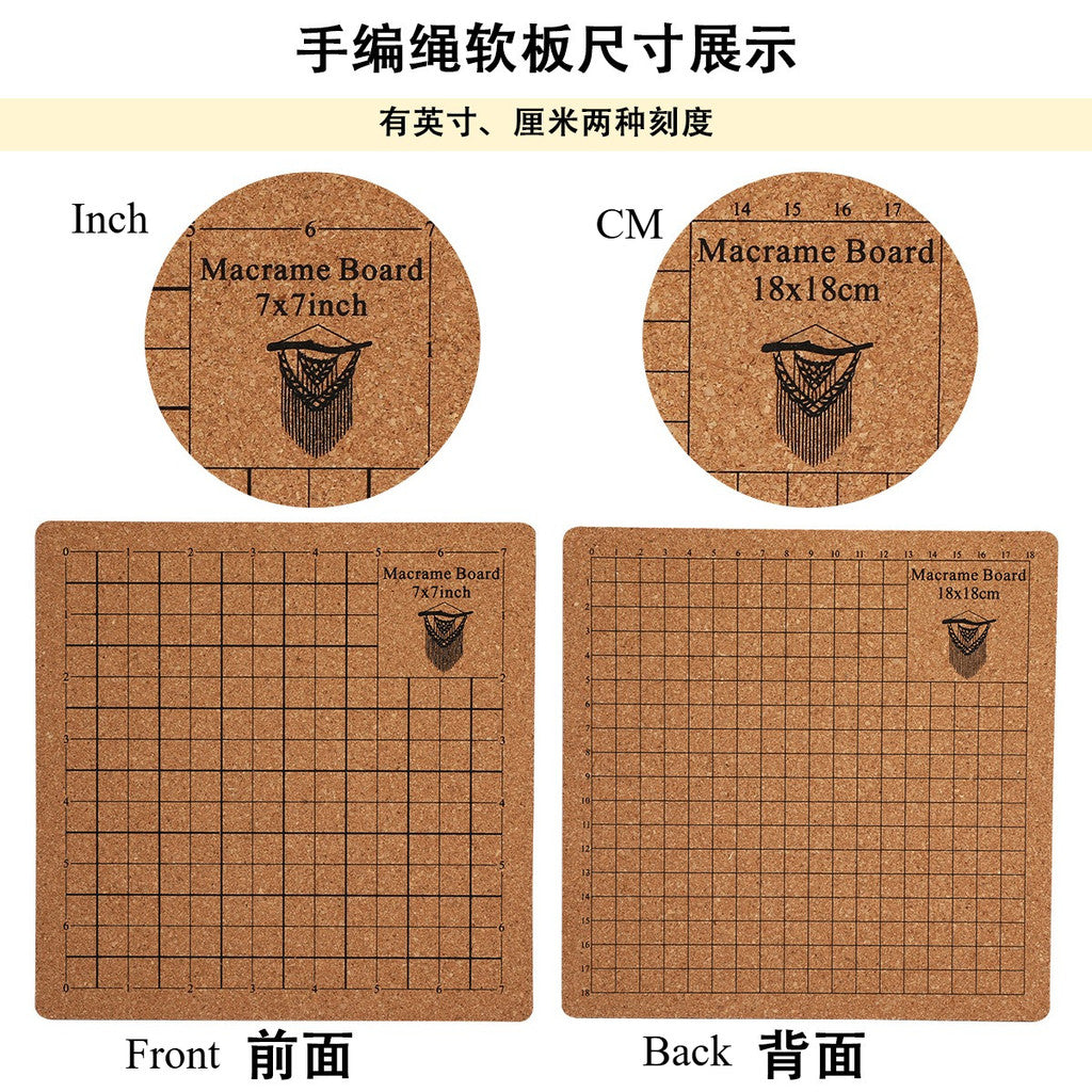 Double-Sided Cork Blocking Board for Macrame & Yarn Crafts | DIY Braiding Board with T-Shaped Pins | Macrame Board