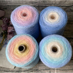 500g- Gradient Cake Yarn 3ply Soft Velvet Yarn for DIY Crochet Blankets, Shawls & Scarves | Benang Kait 渐变七星毯子3股优鹿绒毛线
