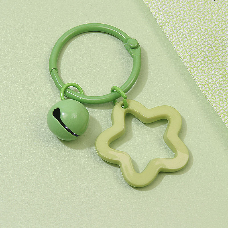 Colorful Acrylic Star Keychain with Bell | Cute Bag Charm | Couple Gift Accessory| Rantai Kunci | Pendant