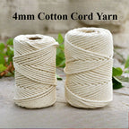 4mm Macrame Cotton Rope 100 meters | DIY Macrame Craft Cord | Thick Twisted String | Cotton Cord Yarn