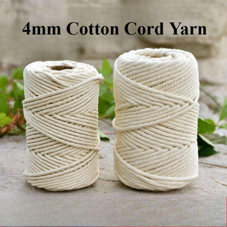 4mm Macrame Cotton Rope 100 meters | DIY Macrame Craft Cord | Thick Twisted String | Cotton Cord Yarn
