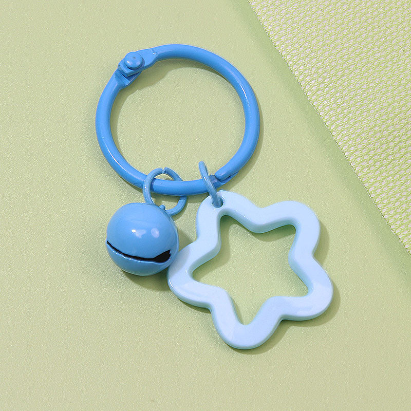 Colorful Acrylic Star Keychain with Bell | Cute Bag Charm | Couple Gift Accessory| Rantai Kunci | Pendant