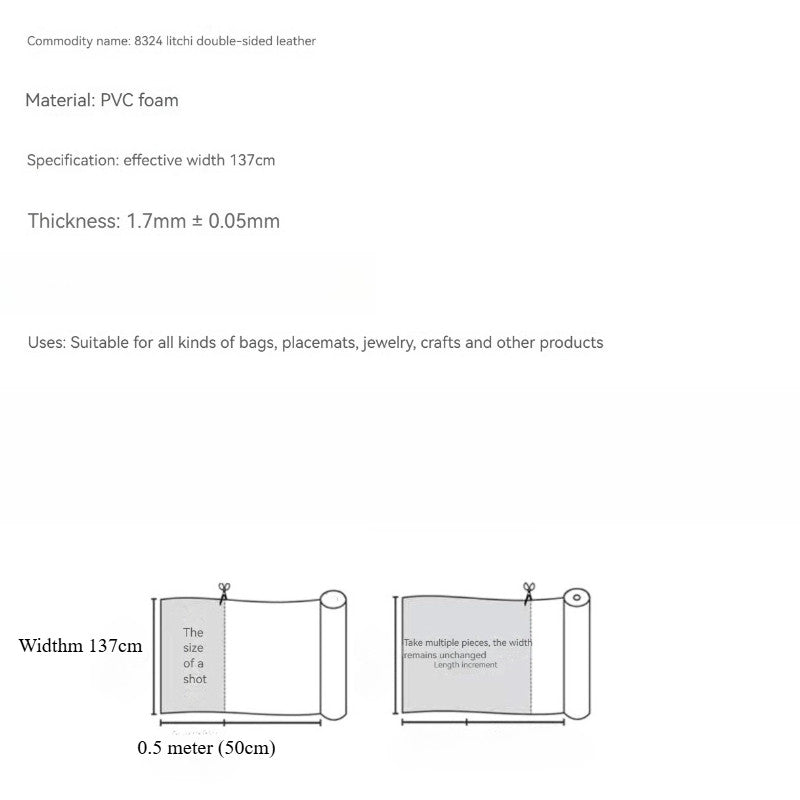 PVC Double-Sided Leather — Litchi & Sheep Texture | Synthetic Leather | Edge-Free Foamed Material