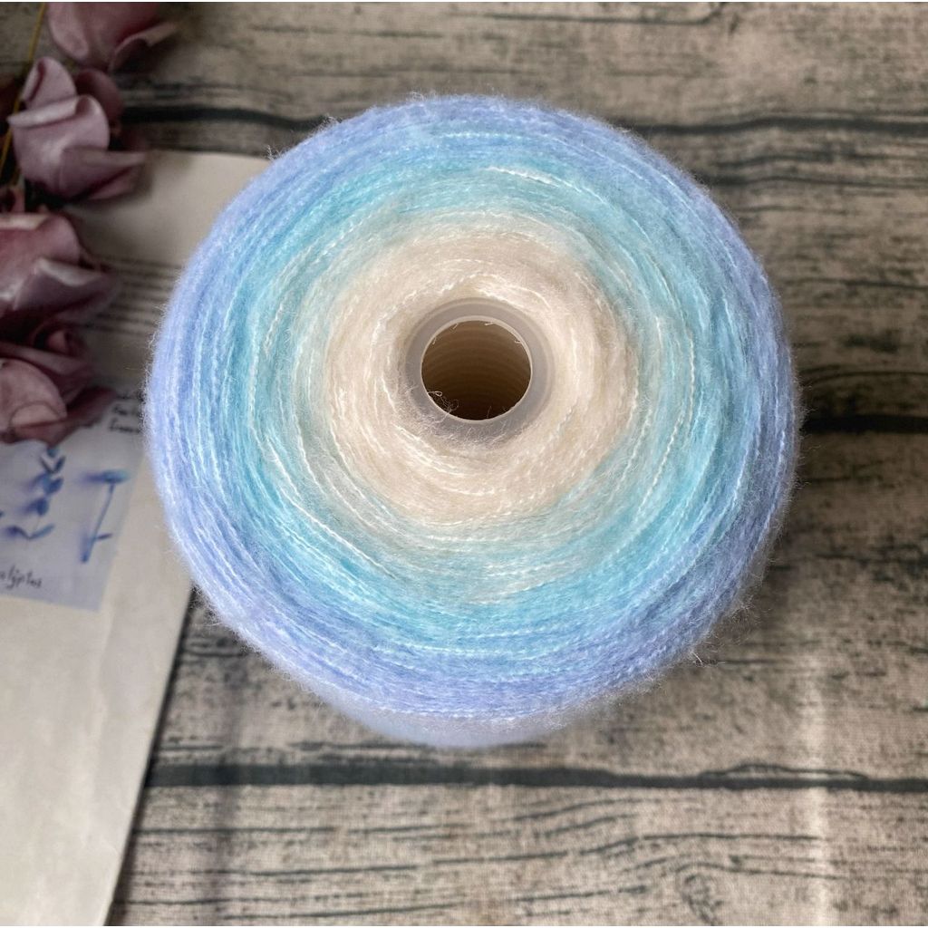 500g- Gradient Cake Yarn 3ply Soft Velvet Yarn for DIY Crochet Blankets, Shawls & Scarves | Benang Kait 渐变七星毯子3股优鹿绒毛线