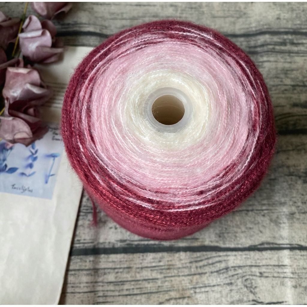 500g- Gradient Cake Yarn 3ply Soft Velvet Yarn for DIY Crochet Blankets, Shawls & Scarves | Benang Kait 渐变七星毯子3股优鹿绒毛线