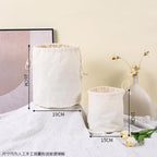 Canvas Drawstring Bucket Bag Organizer – Round Base Storage Pouch, Inner Pocket Insert, Dust Bag
