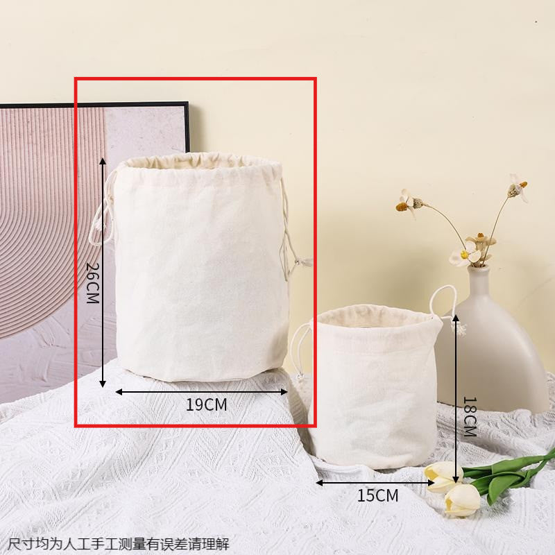 Canvas Drawstring Bucket Bag Organizer – Round Base Storage Pouch, Inner Pocket Insert, Dust Bag