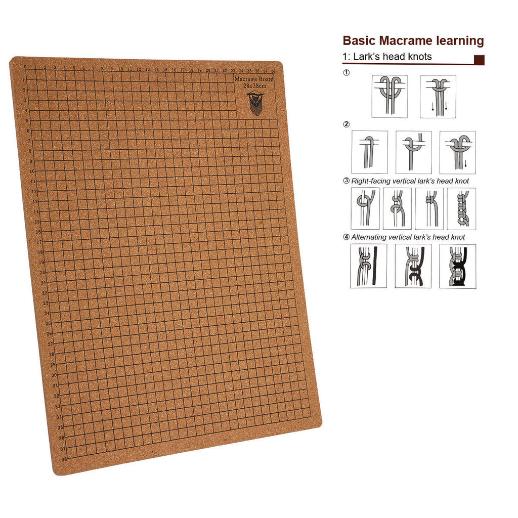 Double-Sided Cork Blocking Board for Macrame & Yarn Crafts | DIY Braiding Board with T-Shaped Pins | Macrame Board