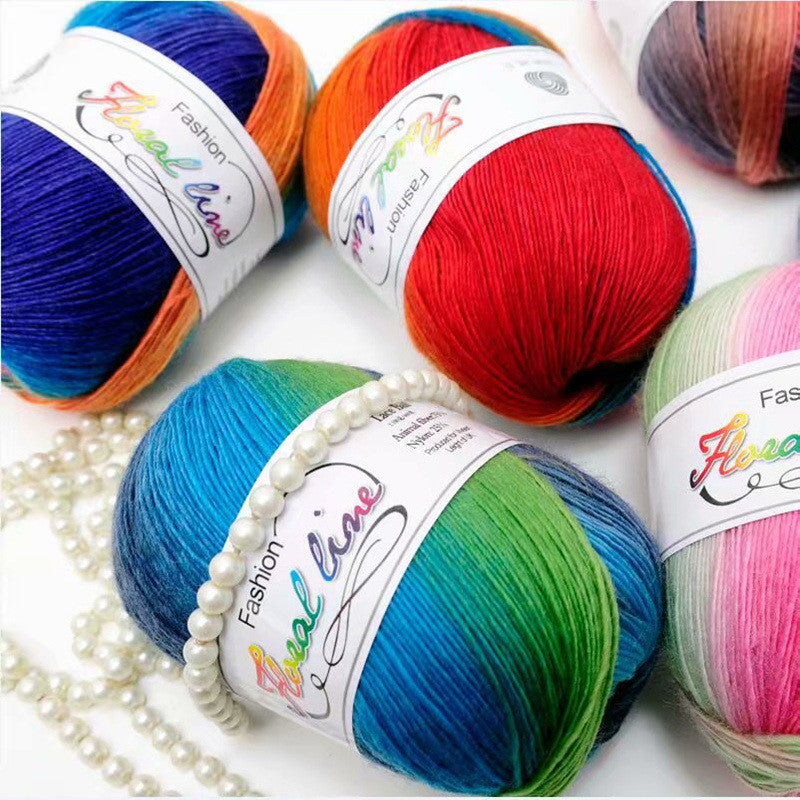 100g- Hand-dyed Wool Yarn | Multicolor Fancy Yarn for DIY Crochet & Knitting | Sweaters, Shawls, Cardigans | Benang Kait