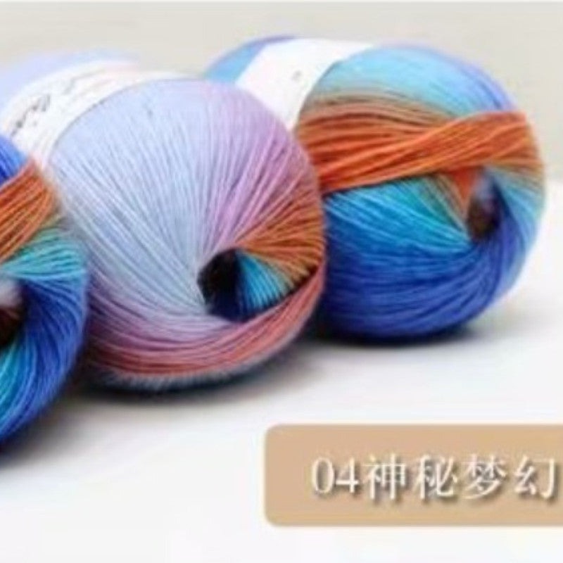 100g- Hand-dyed Wool Yarn | Multicolor Fancy Yarn for DIY Crochet & Knitting | Sweaters, Shawls, Cardigans | Benang Kait