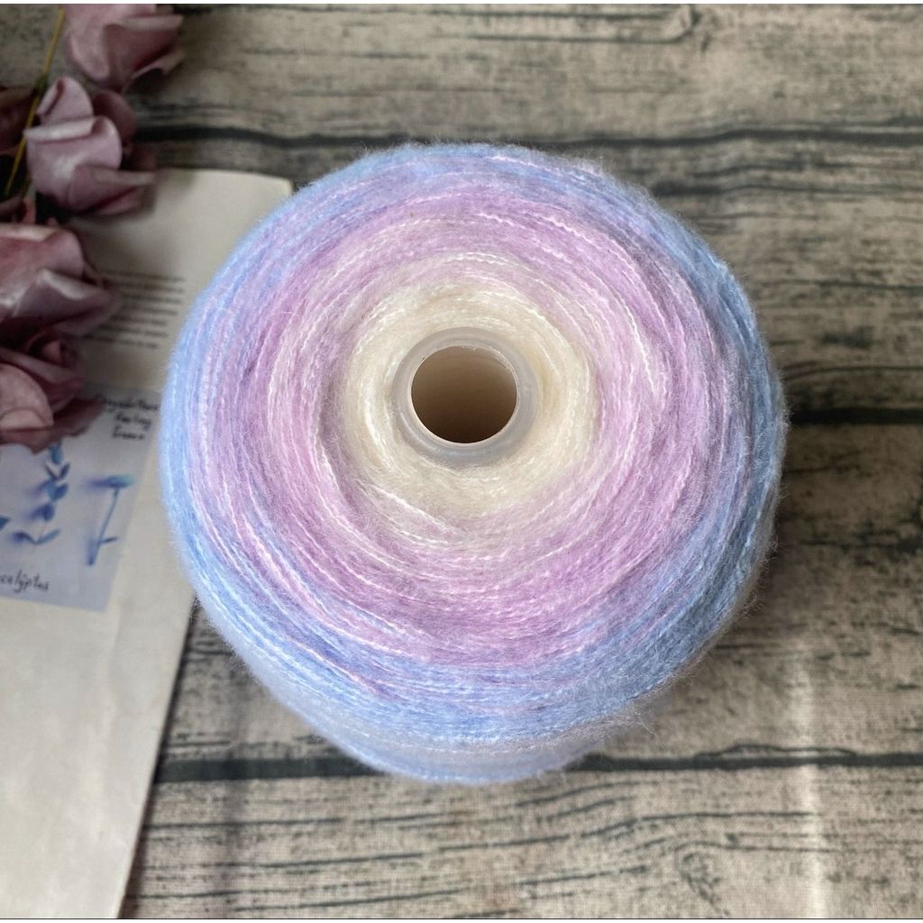500g- Gradient Cake Yarn 3ply Soft Velvet Yarn for DIY Crochet Blankets, Shawls & Scarves | Benang Kait 渐变七星毯子3股优鹿绒毛线