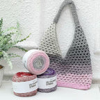 200g- Silver Glitter Hollow Cotton Gradient Cake Yarn 1.5mm –Galaxy Shiny Crochet Yarn for DIY Bags, Hats | Benang Kait