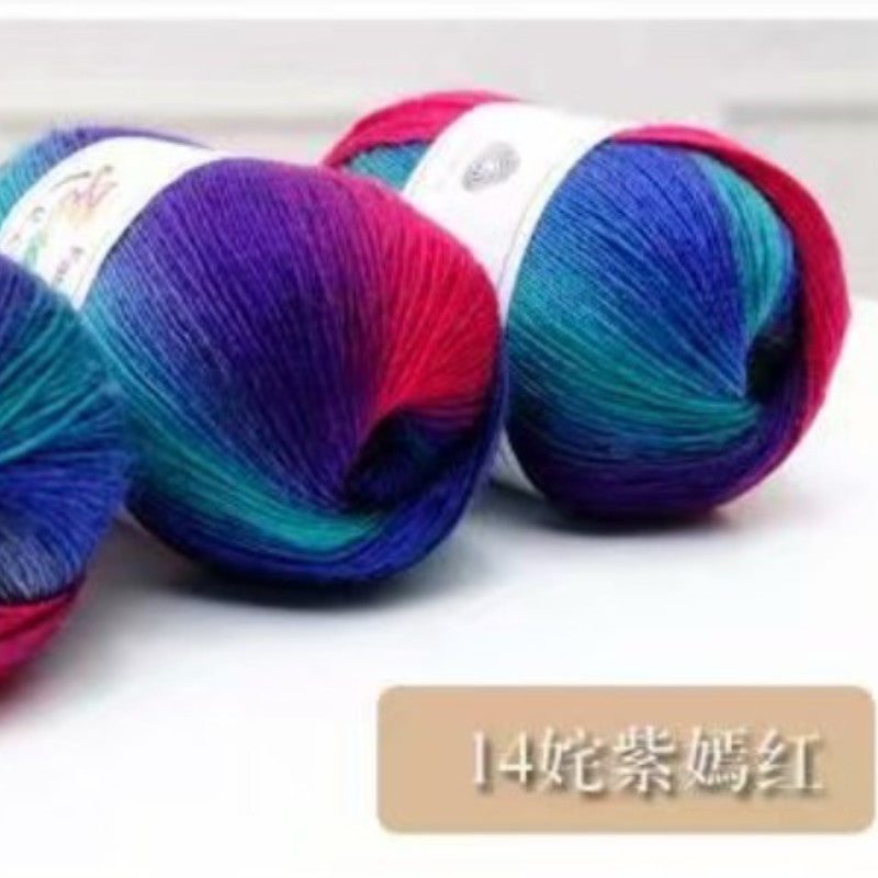 100g- Hand-dyed Wool Yarn | Multicolor Fancy Yarn for DIY Crochet & Knitting | Sweaters, Shawls, Cardigans | Benang Kait