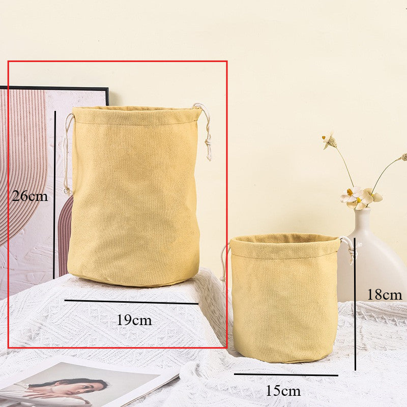 Canvas Drawstring Bucket Bag Organizer – Round Base Storage Pouch, Inner Pocket Insert, Dust Bag