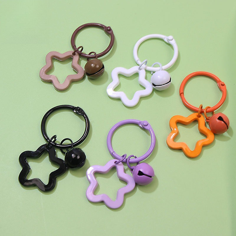Colorful Acrylic Star Keychain with Bell | Cute Bag Charm | Couple Gift Accessory| Rantai Kunci | Pendant