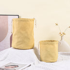 Canvas Drawstring Bucket Bag Organizer – Round Base Storage Pouch, Inner Pocket Insert, Dust Bag