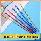 Tunisian Afghan Knitting Crochet Hook | Afghan Crochet Hook with Threading Hole | 阿富汗带孔单头铝钩针| 带眼钩针Jarum Kait