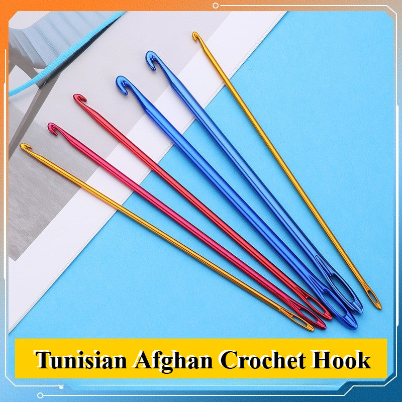 Tunisian Afghan Knitting Crochet Hook | Afghan Crochet Hook with Threading Hole | 阿富汗带孔单头铝钩针| 带眼钩针Jarum Kait