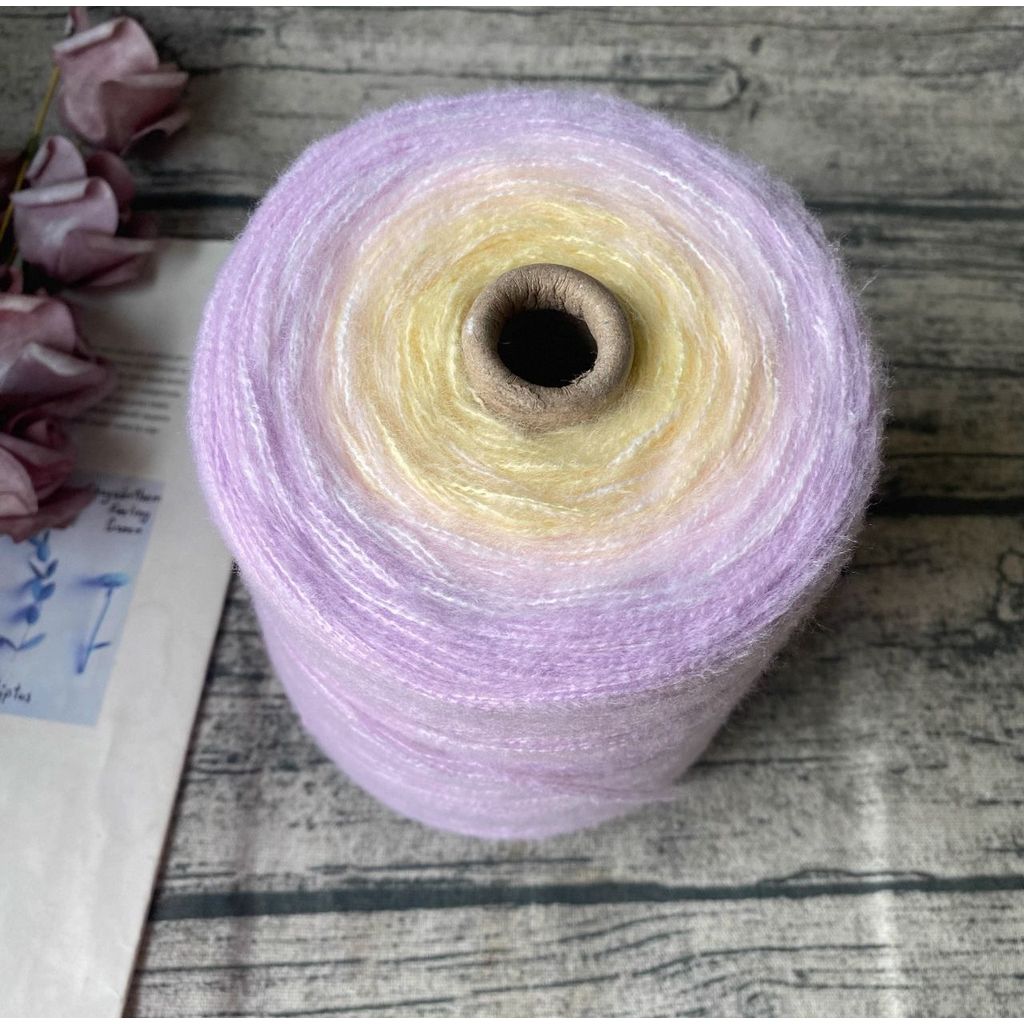 500g- Gradient Cake Yarn 3ply Soft Velvet Yarn for DIY Crochet Blankets, Shawls & Scarves | Benang Kait 渐变七星毯子3股优鹿绒毛线