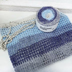 200g- Silver Glitter Hollow Cotton Gradient Cake Yarn 1.5mm –Galaxy Shiny Crochet Yarn for DIY Bags, Hats | Benang Kait