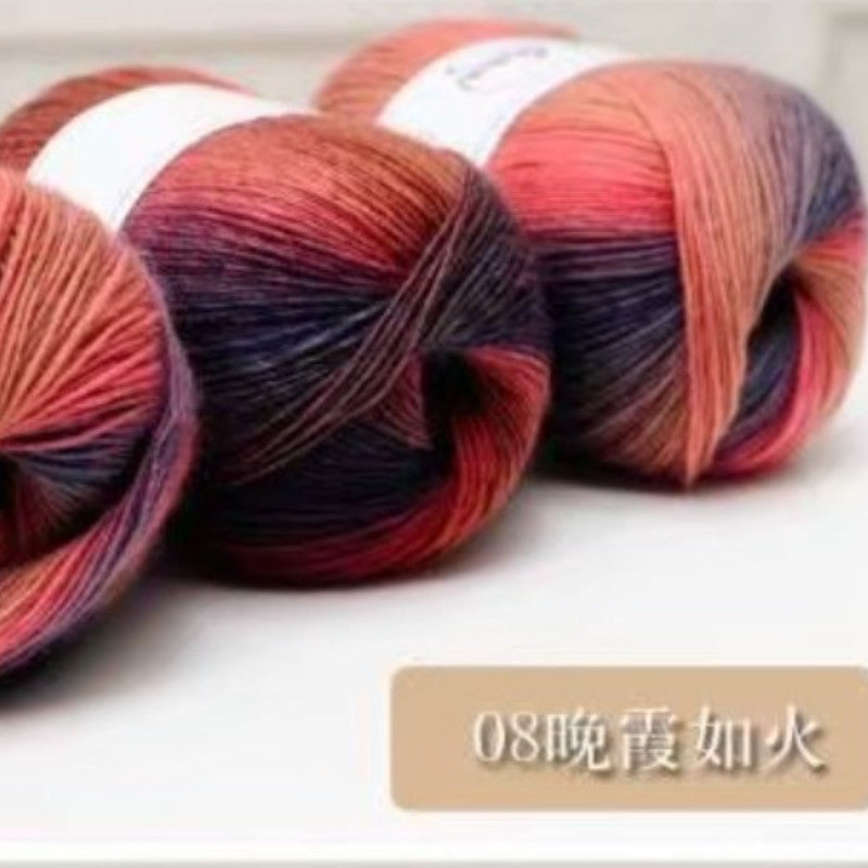 100g- Hand-dyed Wool Yarn | Multicolor Fancy Yarn for DIY Crochet & Knitting | Sweaters, Shawls, Cardigans | Benang Kait