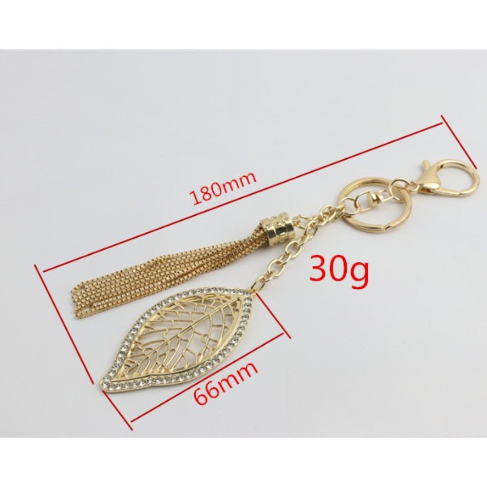 Fashion Rhinestone Leaf Pendant | DIY Keychain, Bag Charm | Bag Hardware Metal Accessories