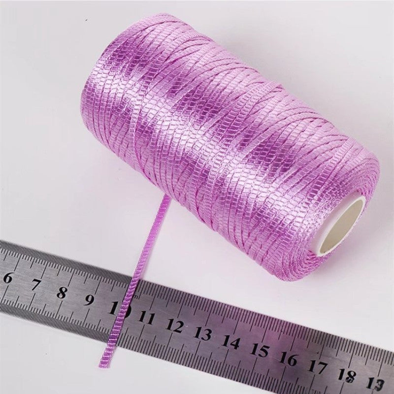 100g- Flat Ribbon Yarn 3mm | Tape Yarn | Benang Kait Nylon Riben Yarn
