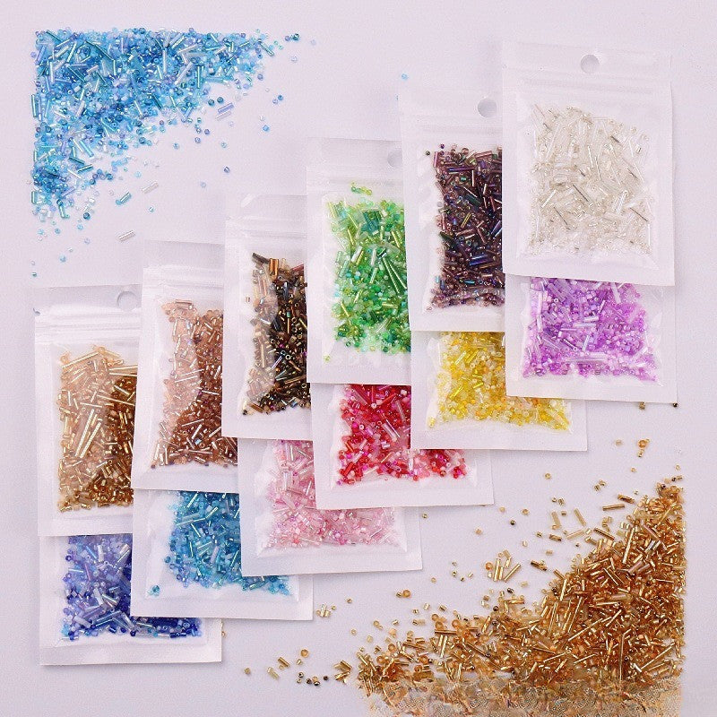 10g- Classic Mixed-Sizes Glass Beads | Tube & Round Beads for DIY Beading & Sewing | Manik Baju