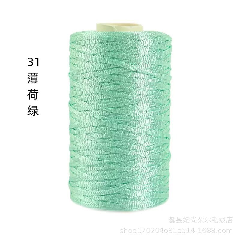 100g- Flat Ribbon Yarn 3mm | Tape Yarn | Benang Kait Nylon Riben Yarn