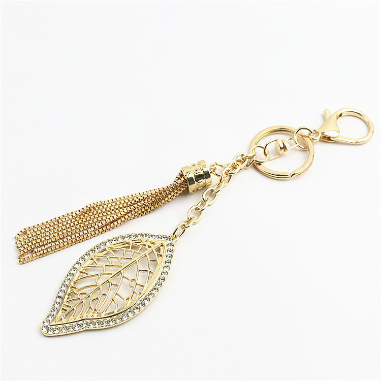 Fashion Rhinestone Leaf Pendant | DIY Keychain, Bag Charm | Bag Hardware Metal Accessories