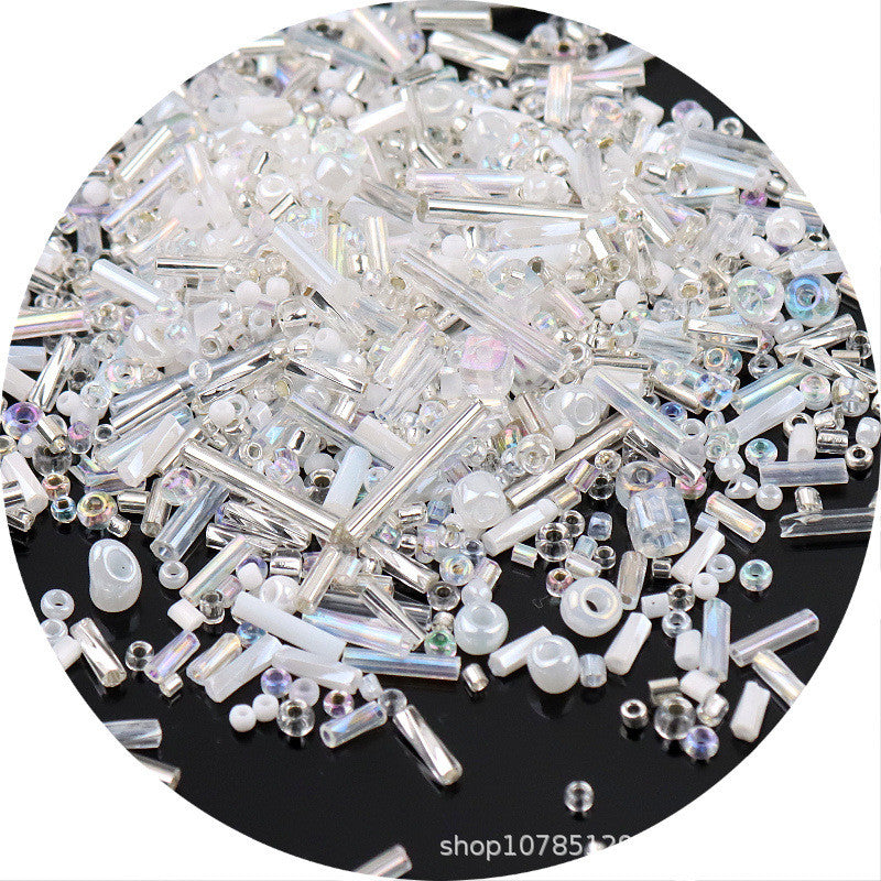 10g- Classic Mixed-Sizes Glass Beads | Tube & Round Beads for DIY Beading & Sewing | Manik Baju