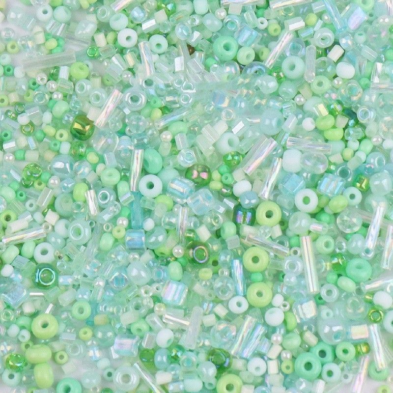 10g- Classic Mixed-Sizes Glass Beads | Tube & Round Beads for DIY Beading & Sewing | Manik Baju