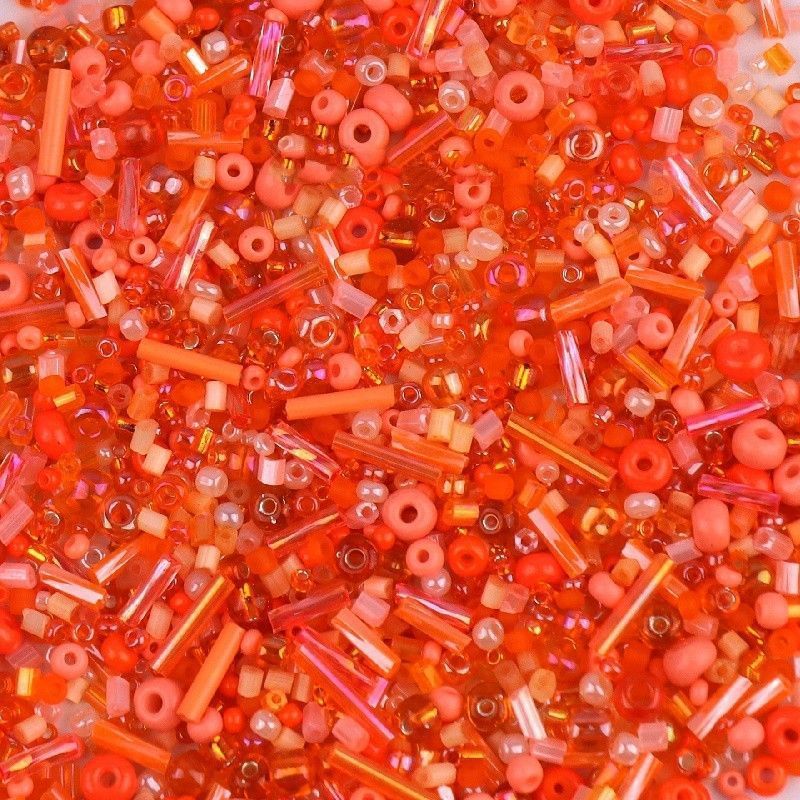 10g- Classic Mixed-Sizes Glass Beads | Tube & Round Beads for DIY Beading & Sewing | Manik Baju