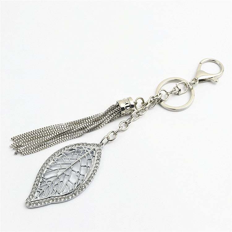Fashion Rhinestone Leaf Pendant | DIY Keychain, Bag Charm | Bag Hardware Metal Accessories