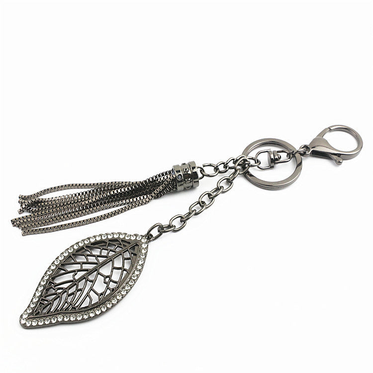 Fashion Rhinestone Leaf Pendant | DIY Keychain, Bag Charm | Bag Hardware Metal Accessories