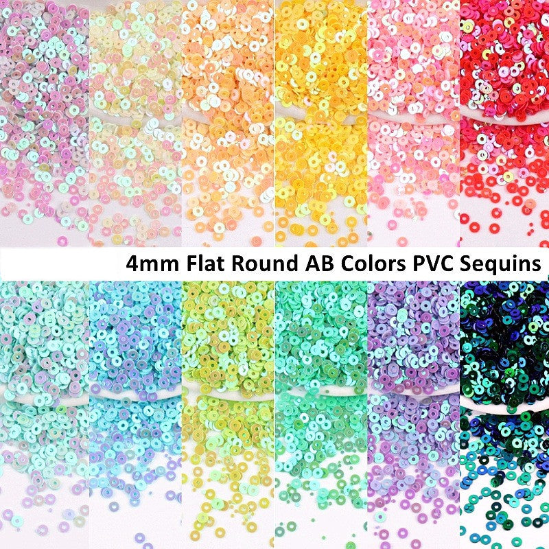 4mm- Premium Iridescent PVC Round Sequins | Flat Paillettes | Shiny Sequin | Labuci Manik Baju