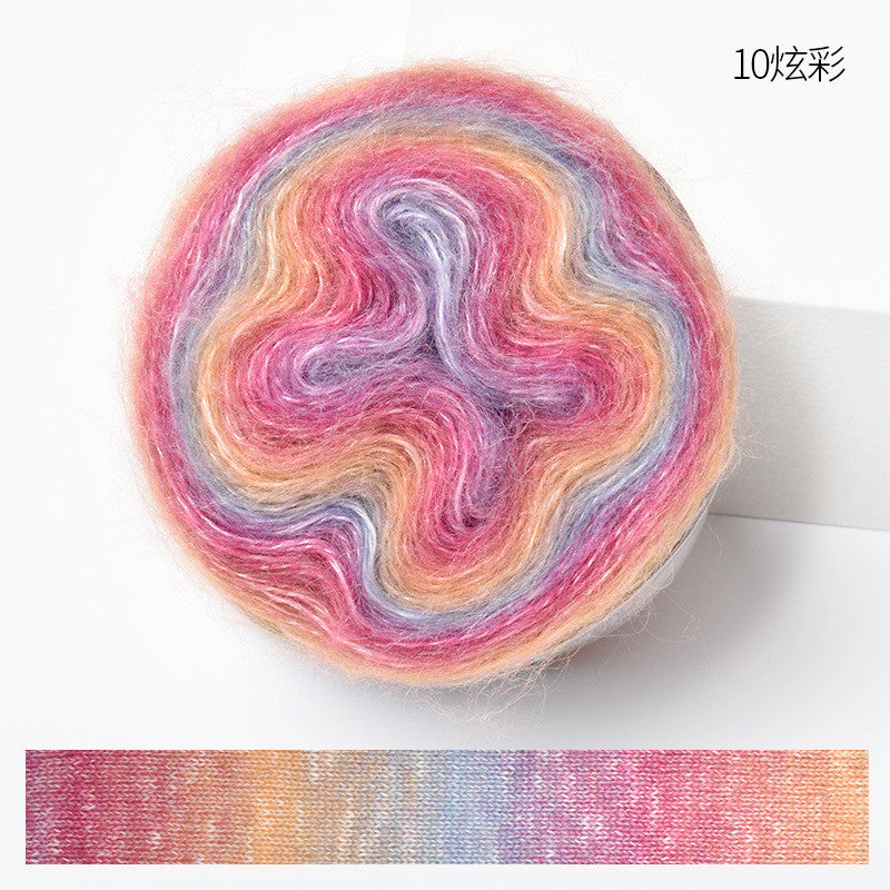 50g Gradient Mohair Yarn | Silk Blend Fine Mohair for Hand Knitting & Crochet | Benang Kait