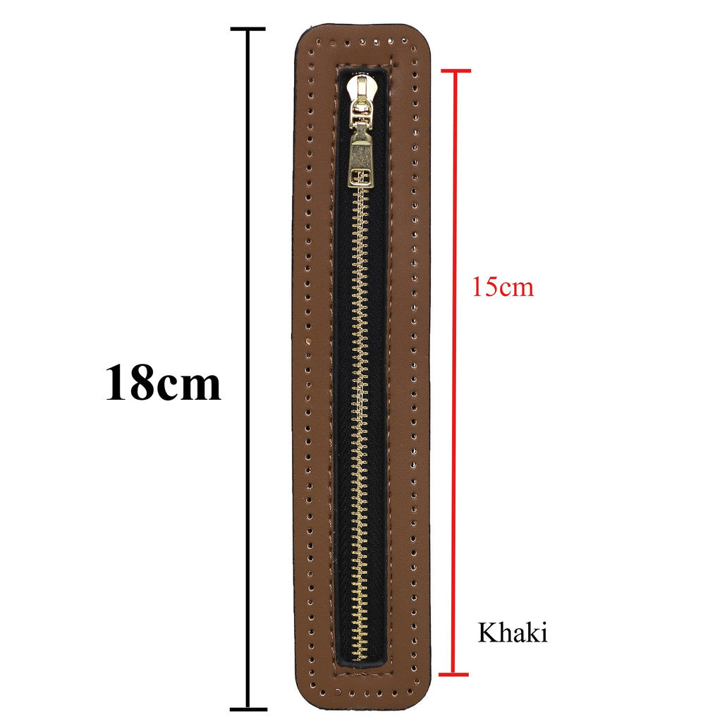 18cm PU Leather Zipper for crochet Bag- Woven Bag Hardware Sewing PU Leather Zipper Zip