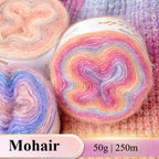 50g Gradient Mohair Yarn | Silk Blend Fine Mohair for Hand Knitting & Crochet | Benang Kait