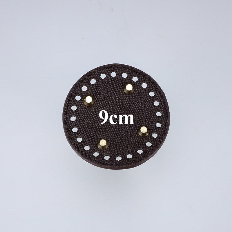 9cm Tapak Beg Bulat Kulit PU (24 Lubang) - Bahan DIY Kraf Tangan - PU Leather Bag Base - 9cm