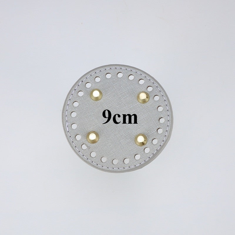 9cm Tapak Beg Bulat Kulit PU (24 Lubang) - Bahan DIY Kraf Tangan - PU Leather Bag Base - 9cm