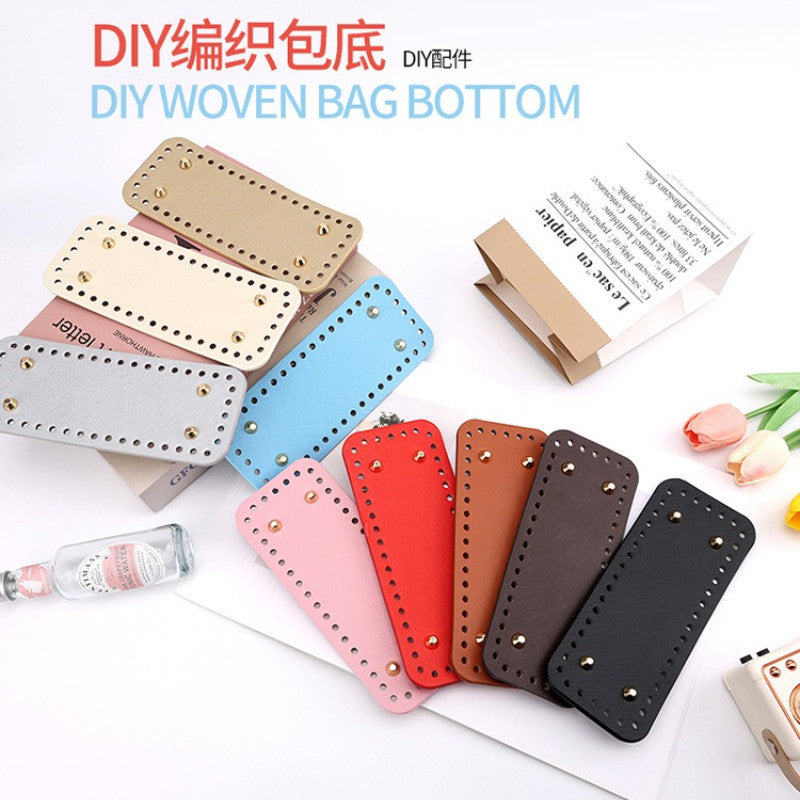 20x8cm Tapak Beg Kulit PU (44 Lubang) - Bahan DIY Kraf Tangan - PU Leather Bag Base - 20x8cm Rectangle