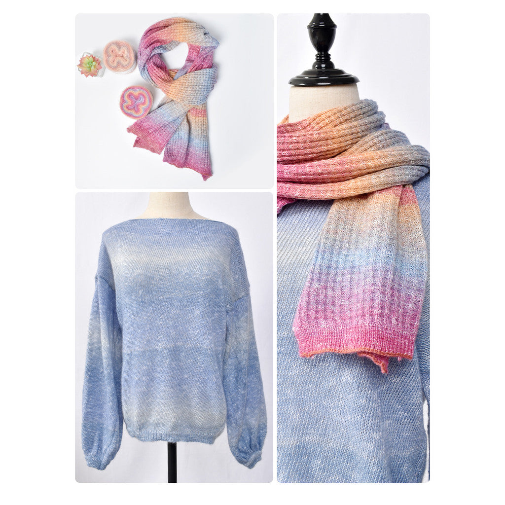 50g Gradient Mohair Yarn | Silk Blend Fine Mohair for Hand Knitting & Crochet | Benang Kait