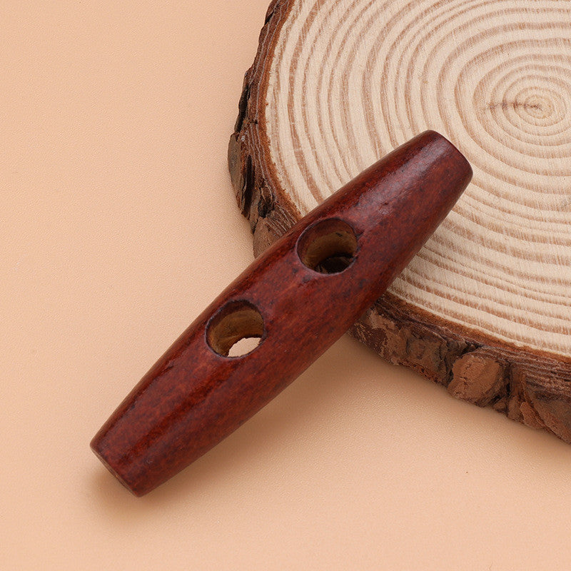 2pcs- Natural Wooden Toggle Button | Double Hole Horn Style Coat Button DIY Sewing Button for Coat | Handmade Bag